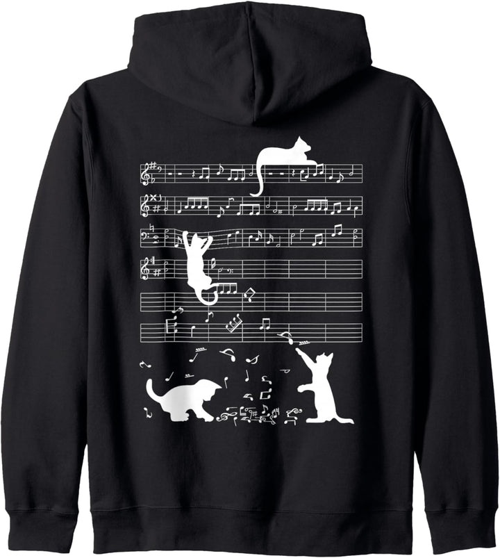 Niedliche Katze Kätzchen Musiknote Notenschlüssel Musiker Kapuzenjacke