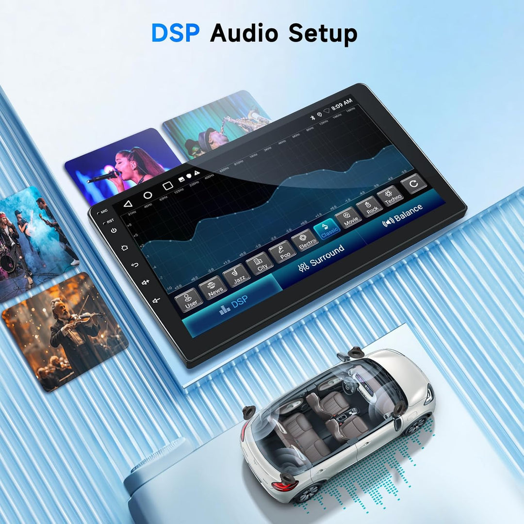 Podofo Android Autoradio für Peugeot 308 408 2010-2013, 9" Touchscreen Carplay Android Auto WiFi Blu