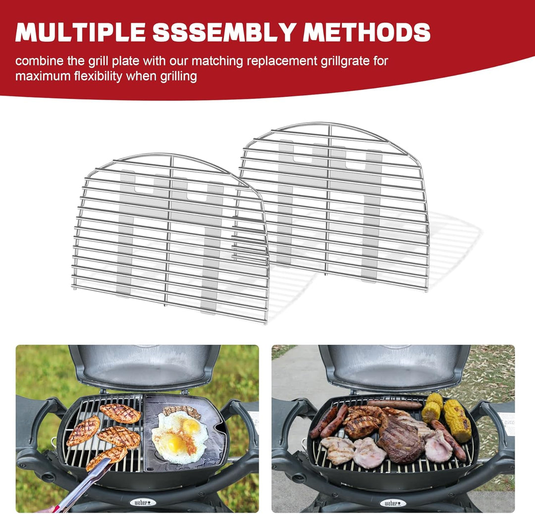 7645 Cooking Grate for Weber Q200 Q220 Q260 Q2000 Q2200 Q2400 Gas Grills, 54.6 x 38.8 cm Stainless S