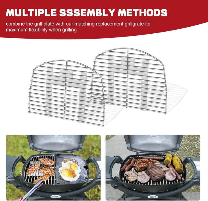 7645 Cooking Grate for Weber Q200 Q220 Q260 Q2000 Q2200 Q2400 Gas Grills, 54.6 x 38.8 cm Stainless S
