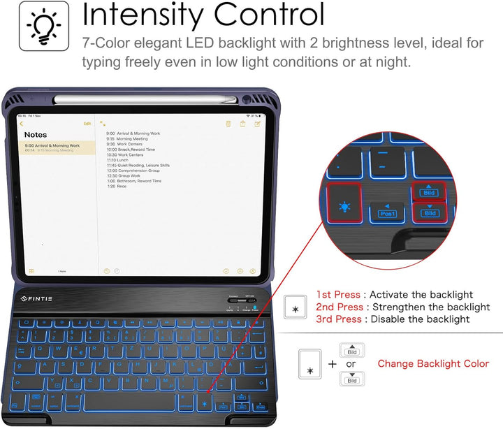 Fintie Hülle mit Tastatur für iPad Air 5 2022 / iPad Air 4 Tastatur 2020 10.9" - Soft TPU Rückseite