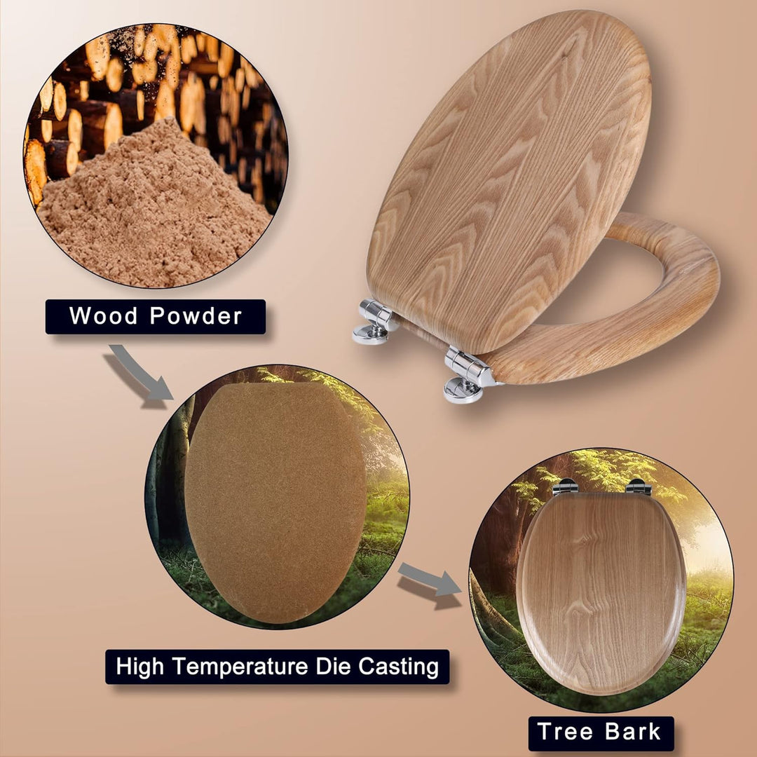 Angel Shield Toilettendeckel Holz WC-Sitz mit Absenkautomatik Quick-Release Funktion für einfach Rei