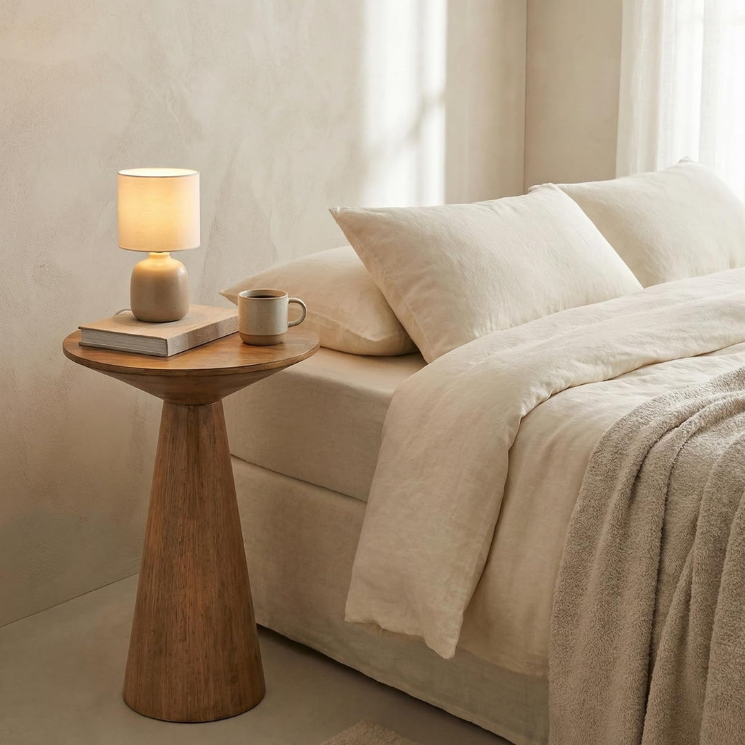 Beistelltisch Rund, Beistelltisch Holz Natur, Couchtisch Klein Rund für Wohnzimmer, Runder Beistellt