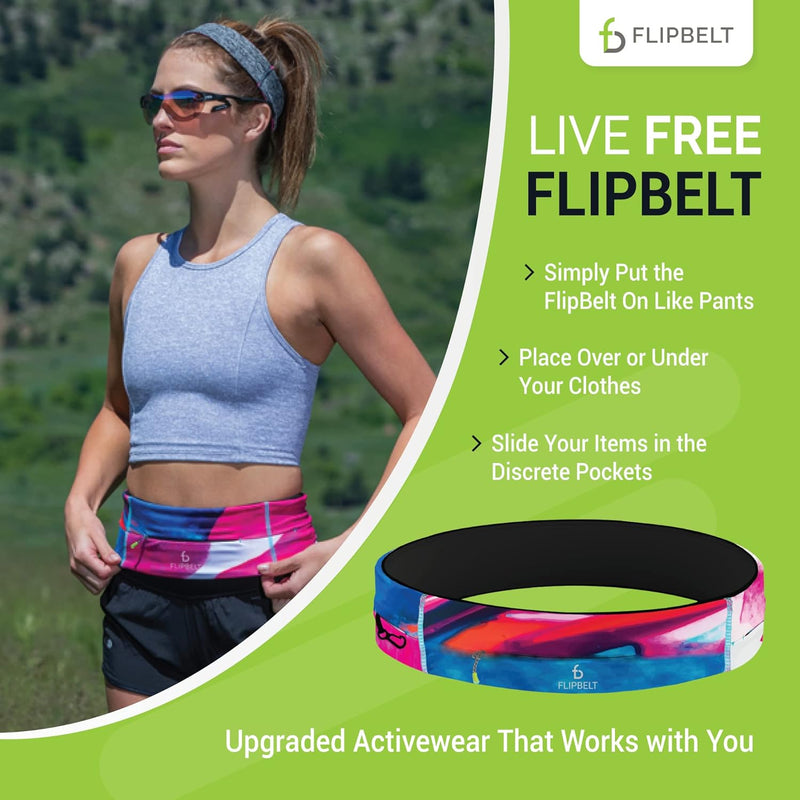 FlipBelt Zipper - Laufgürtel für Handy & kleines Zubehör - Sport-Bauchtasche für Damen und Herren M