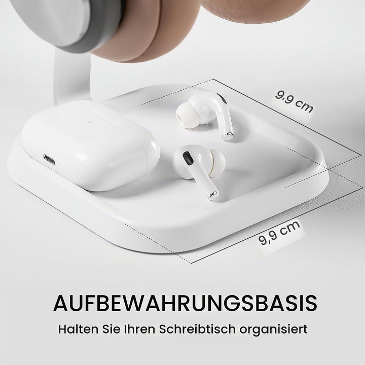 Kopfhörer Ständer, Gebogener Headset Halterung mit Ablagefach, Schwere Basis Gaming Kopfhörer Halter