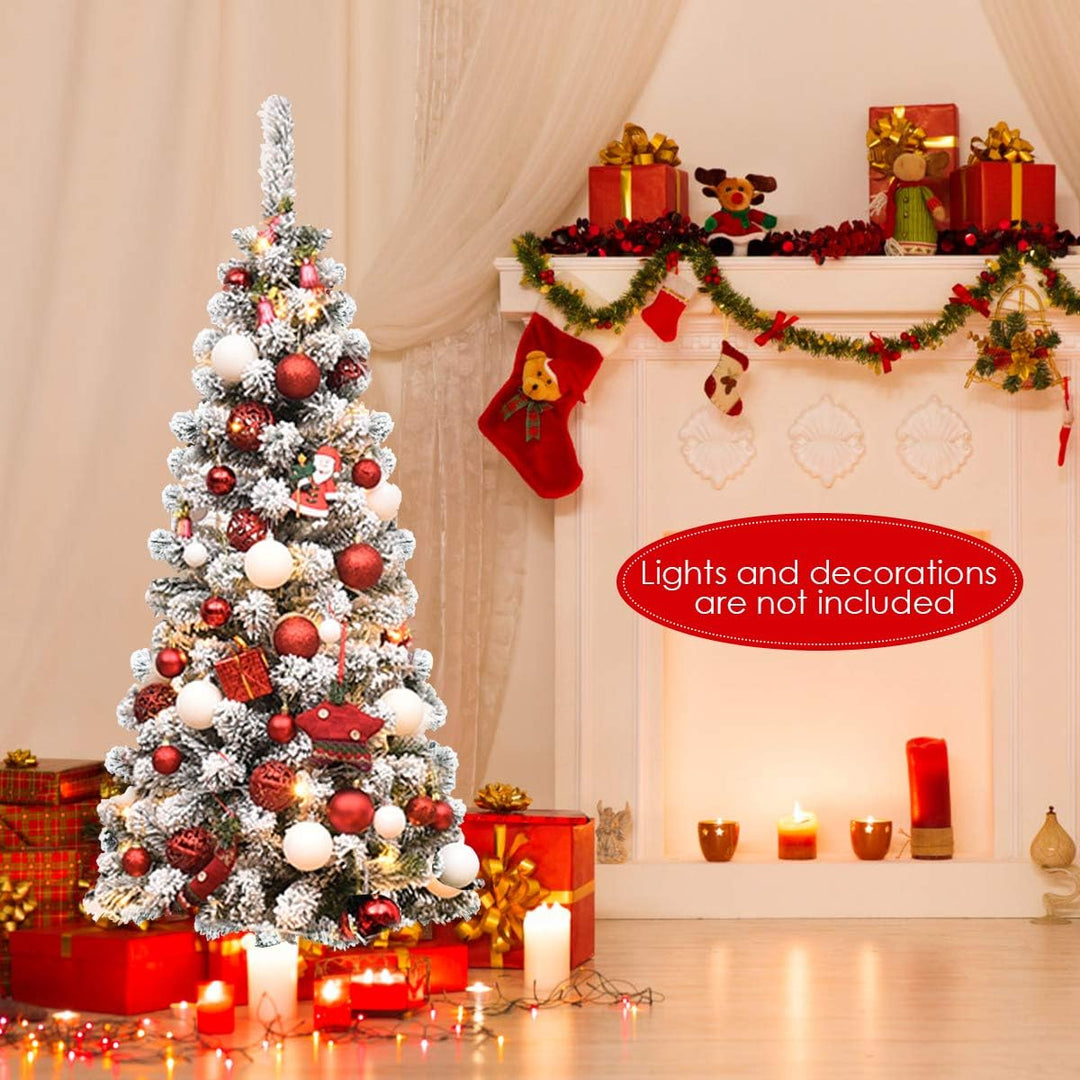 RELAX4LIFE Weihnachtsbaum Künstlich mit Schnee, Tannenbaum 135 cm, Bleistift Weihnachtsbaum, Christb