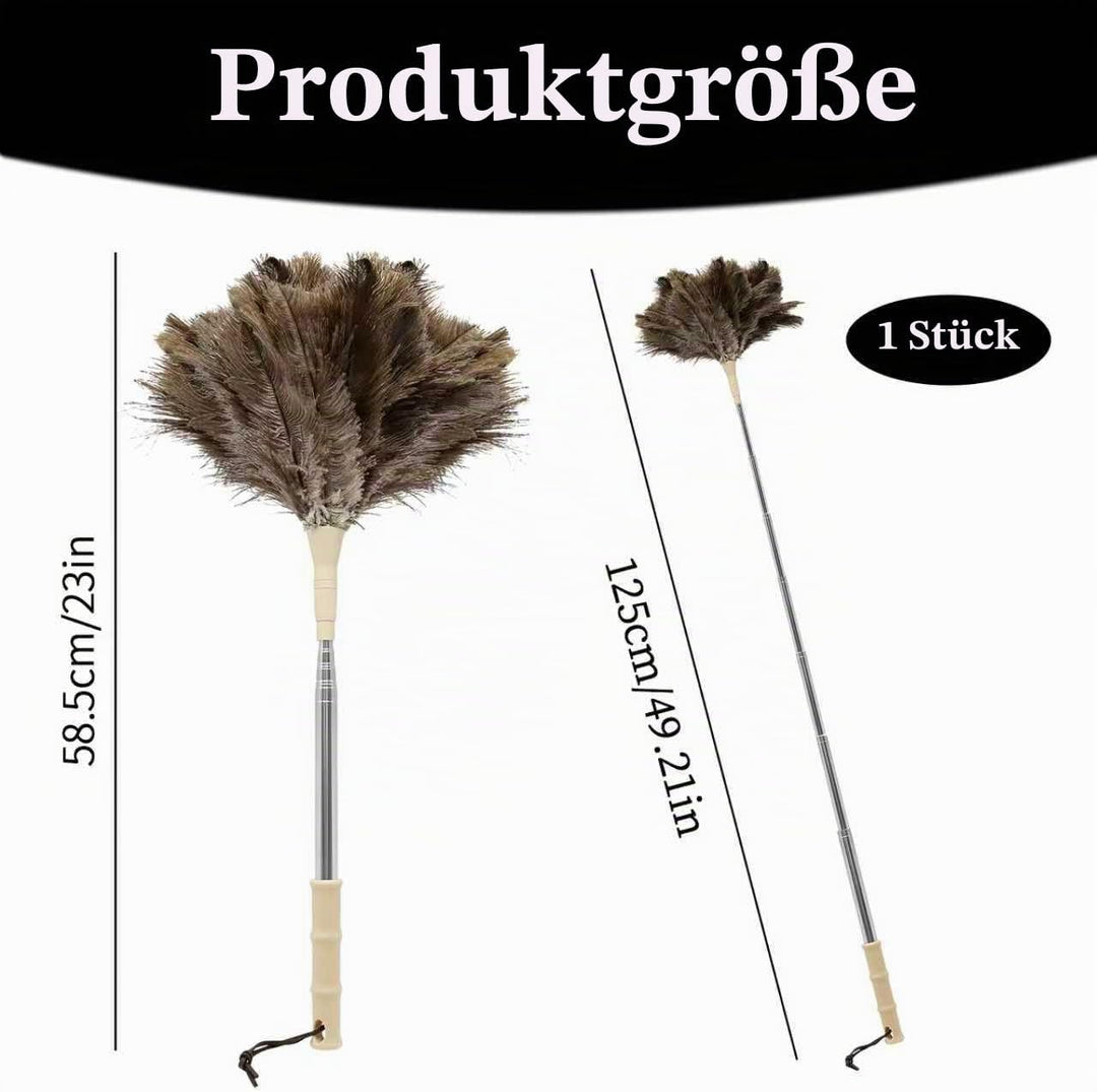Staubwedel Straussenfedern Staubwedel Teleskop Waschbar Staubwedel Lang Ausziehbar 125cm für Spinnwe
