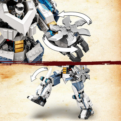 LEGO 71738 NINJAGO Legacy Zanes Titan-Mech Ninja Bauset mit Jay als goldene Figur und 2 Geisterkämpf