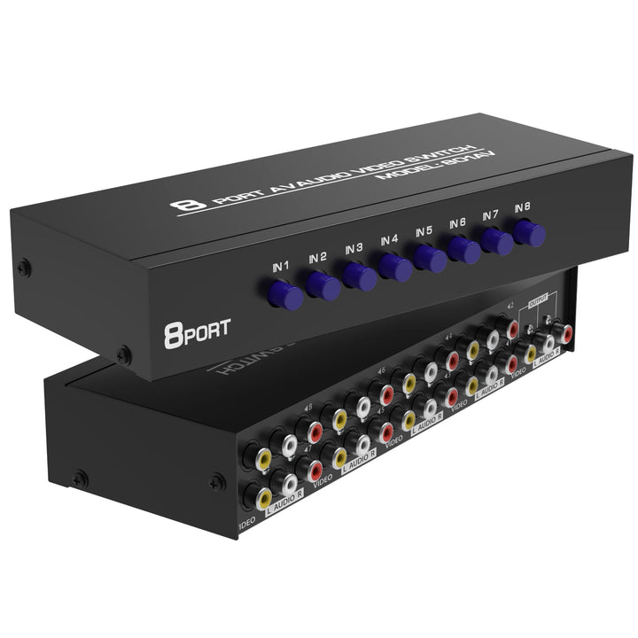 Fosmon 4-Wege Audio/Video RCA Switch Hub mit 4 Input-Anschlüssen Selector/Splitter Box/Umschalter Ad