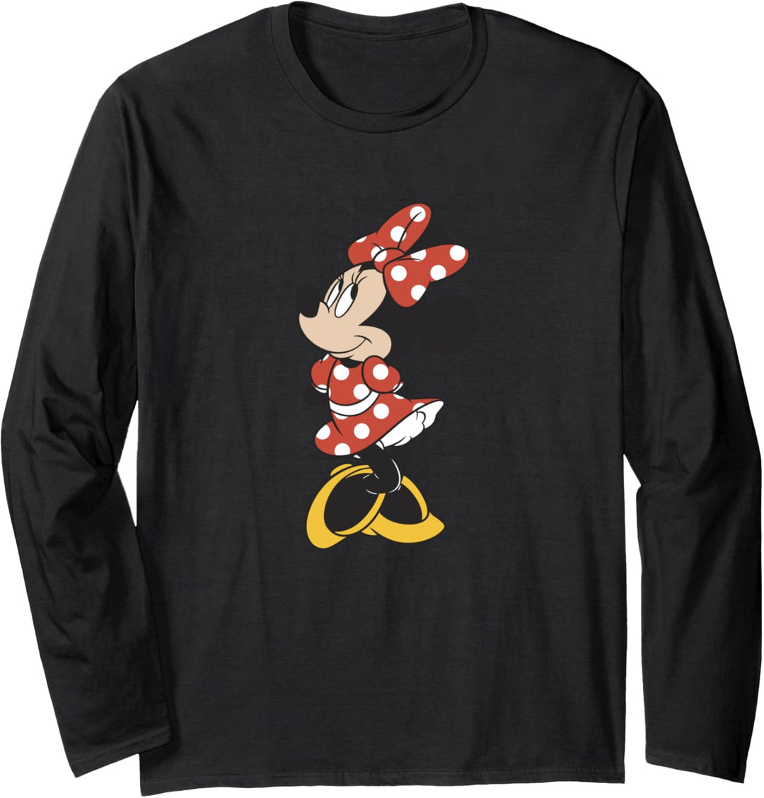 Disney Minnie Mouse Red Polka Dot Dress & Bow Yellow Shoes Langarmshirt