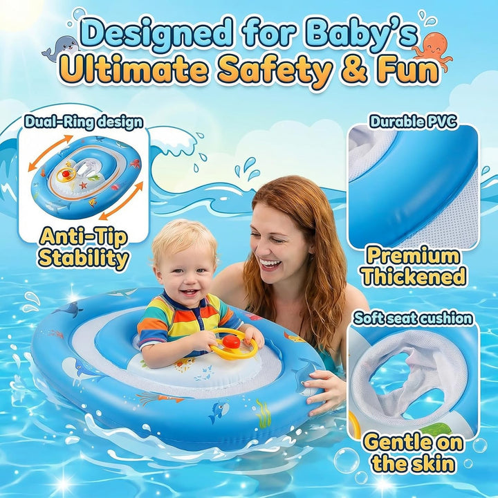 Schwimmring Baby mit Abnehmbarem Sonnendach Säuglingsschwimmsitz Kinderbecken Baby Schwimmringing Sc