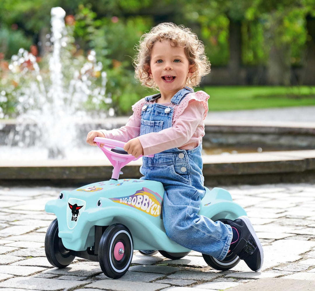BIG-Bobby-Car-Classic Einhorn - Kinderfahrzeug mit Aufklebern im Einhorn Design, für Jungen und Mädc