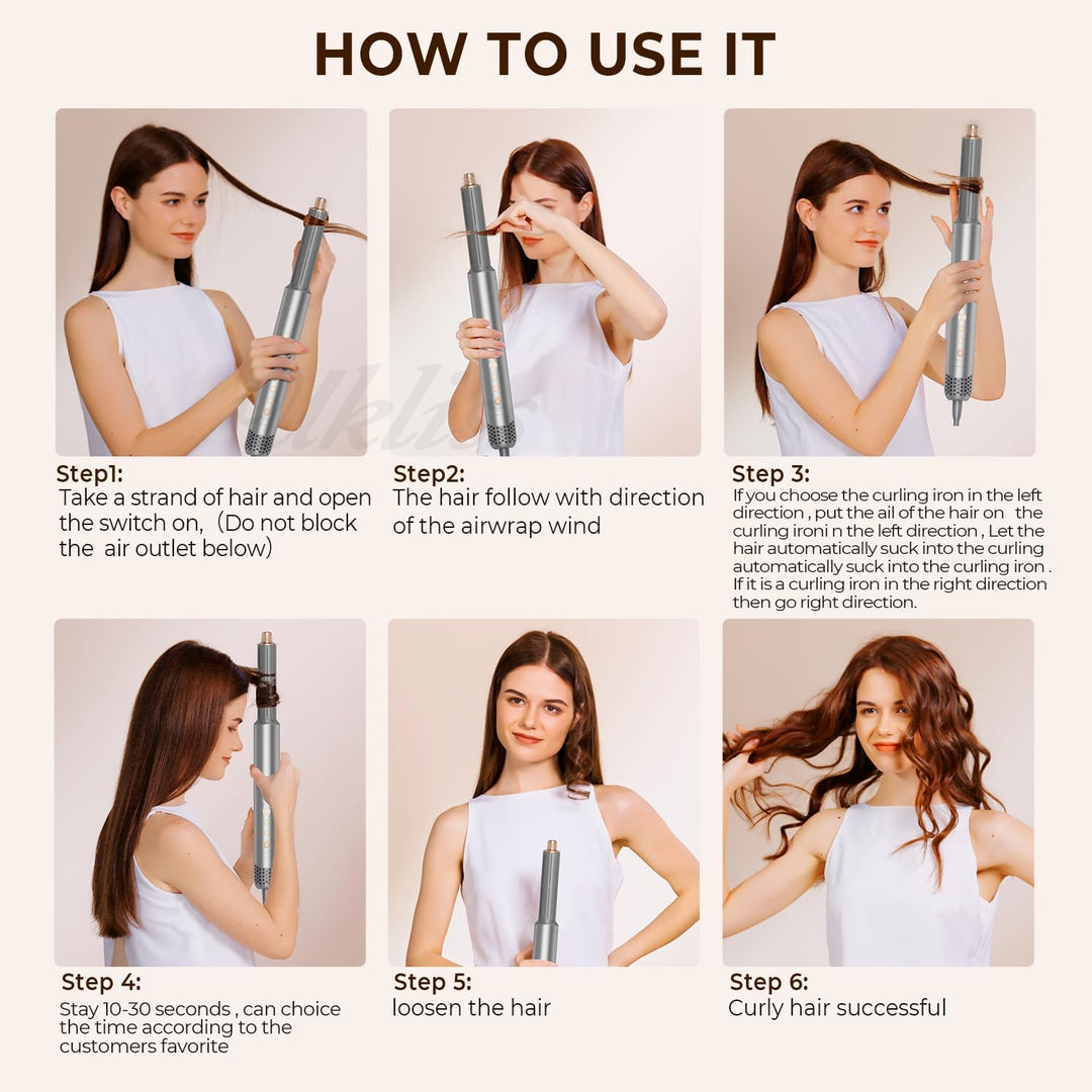 UKLISS 8 in 1 Pro Airstyler &amp; Ionen Haartrockner High Speed 110,000RPM Föhn Set mit Luft-Lockenstab