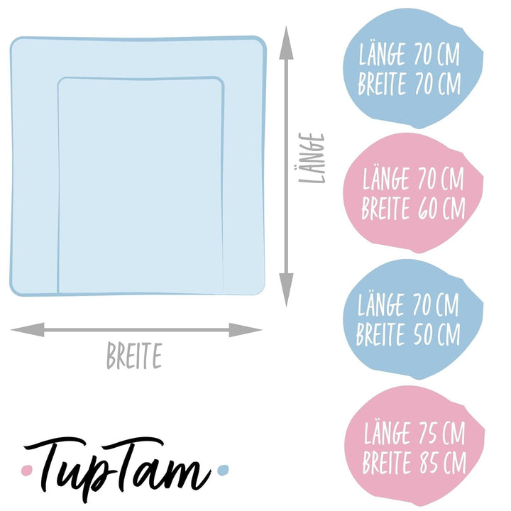 TupTam Baby Wickeltischauflage mit Baumwollbezug Gemustert, Farbe: Grau/Fuchs Mint, Grösse: 75 x 85