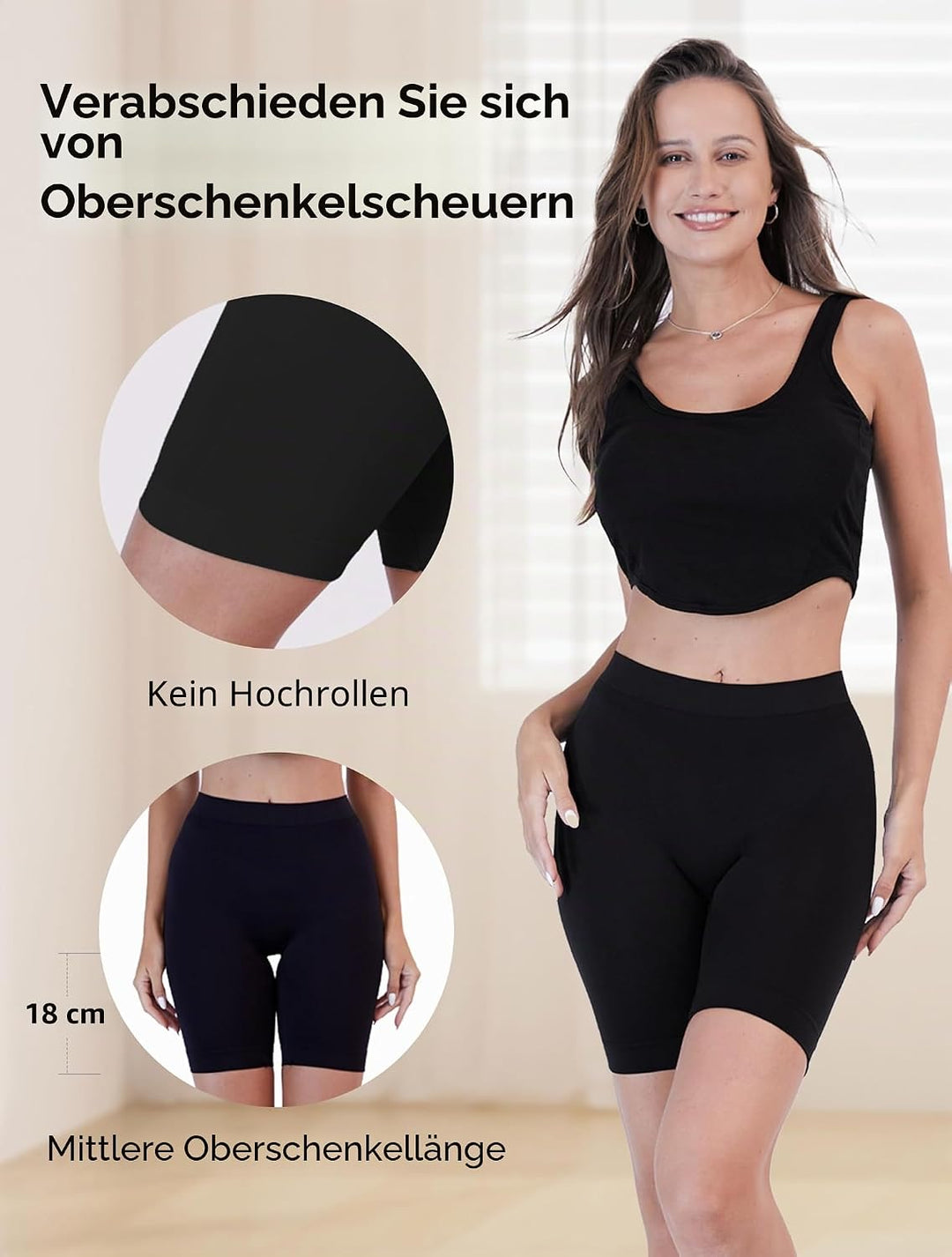 TIICHOO Radlerhose Damen Kurze Unter Kleid Anti Scheuer Sommer Leggings Kurz 4er Pack M 2 Schwarz/2