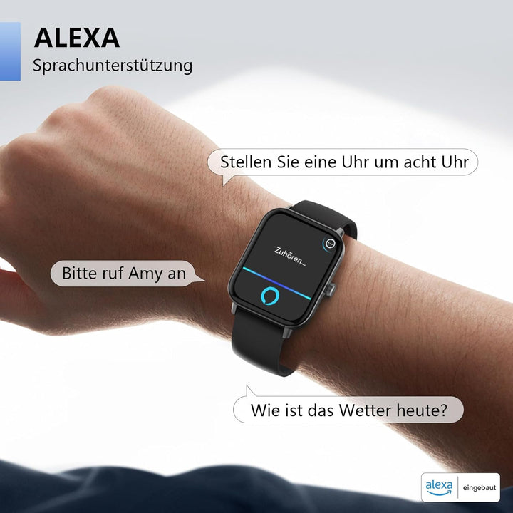 Smartwatch Damen mit Telefonfunktion, Alexa eingebaute 1.8'' Fitnessuhr Damen mit Herzfrequenz, SpO2