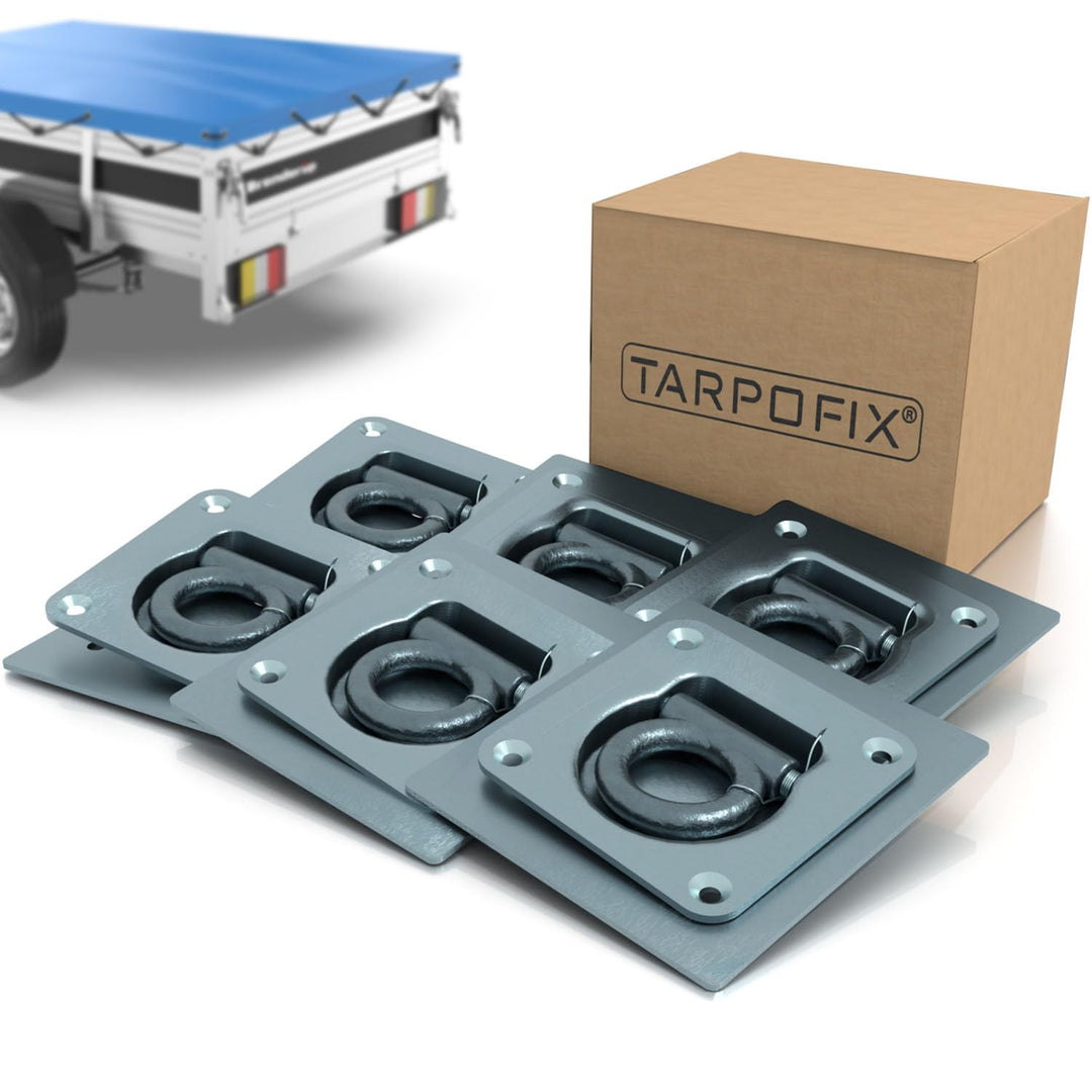 Tarpofix® Anhänger Zurrösen mit Gegenplatten (6 Stück) | Robuste Zurrmulden mit Einer geprüften Zugk