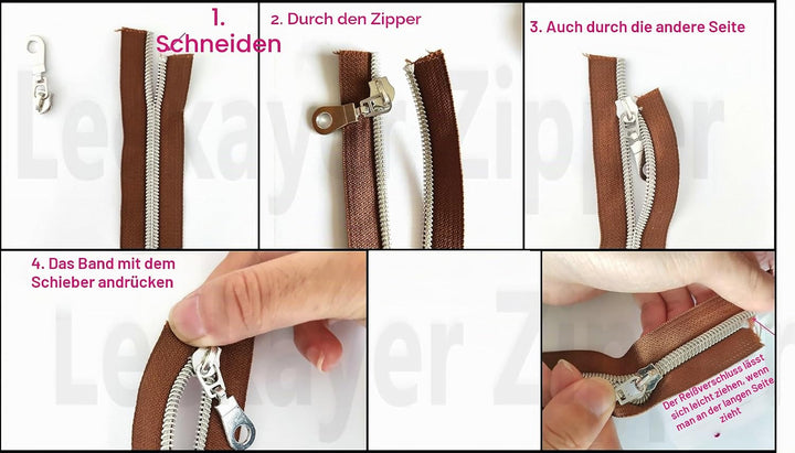 #5 Metallic Nylonspulen-Reissverschlüsse Meterware 10 Yards wein rotes Klebeband mit 25 Stück Silber