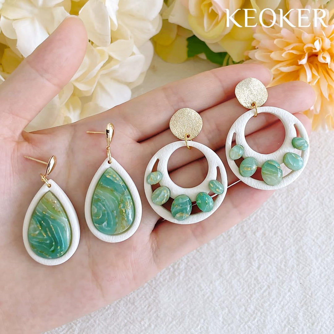 Keoker Embedded Clay Cutters - Polymer Clay Jewelry Making Tools, Earring Cutters Weiss, Weiss