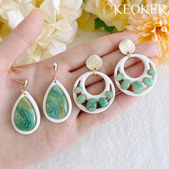 Keoker Embedded Clay Cutters - Polymer Clay Jewelry Making Tools, Earring Cutters Weiss, Weiss