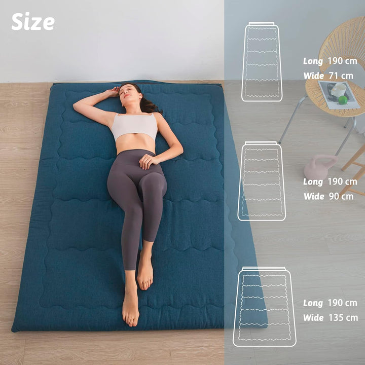 MAXYOYO Tragbare, Faltbare Futon-Matratze, hypoallergener Stoff und Schaumstoff-Matratzenauflage mit
