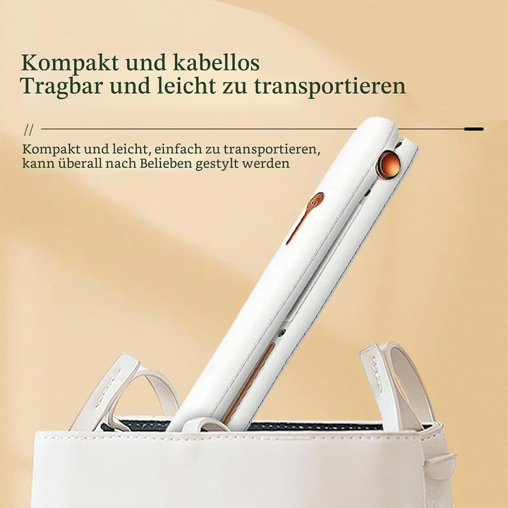 Mini Kabellos Glätteisen, Akku-Haarglätter mit USB-Aufladung, 2-stufige Temperatureinstellung, tragb