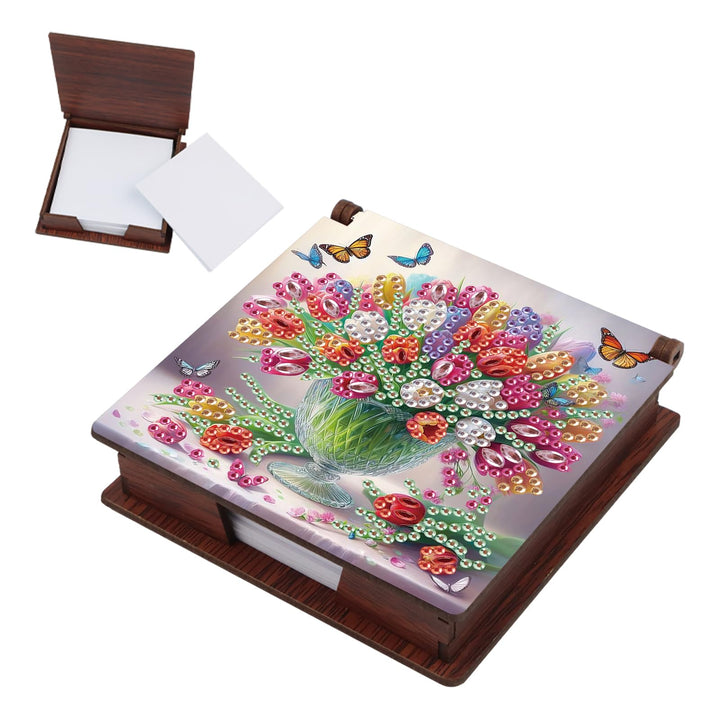 SHEGZHUC Diamond Painting Notizzettel Zettelbox Nachfüllpack Halter Bambus Notizblock mit 160 Blätte