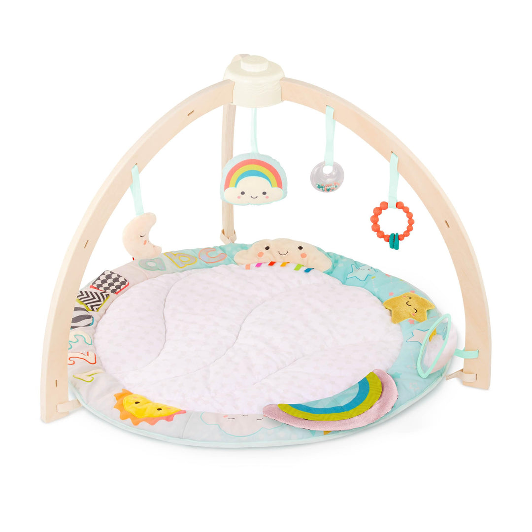 B. baby – Spielbogen Baby aus Holz – Weiche Krabbeldecke – mit Sensorik Spielzeug zum Aufhängen – Sp