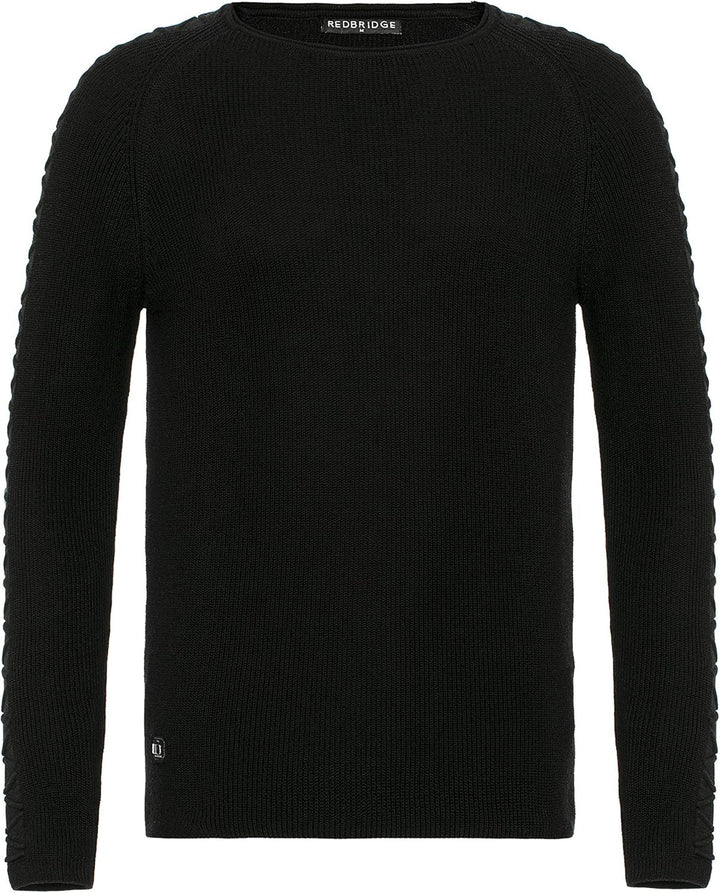 Red Bridge Herren Strickpullover Pullover Slim-Fit Cross Lines XL Schwarz, XL Schwarz