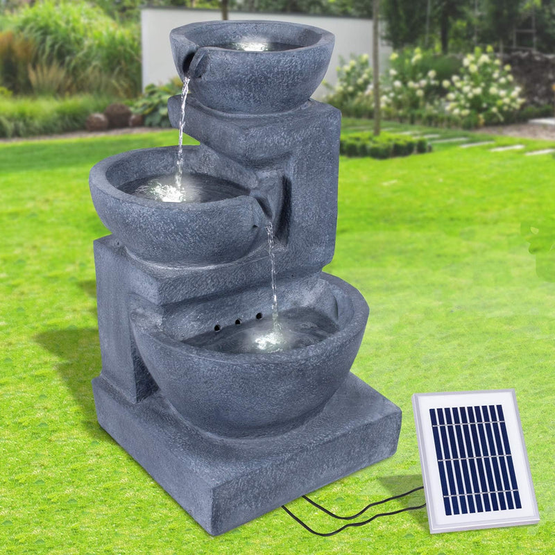 Solar Gartenbrunnen Brunnen Solarbrunnen Zierbrunnen Wasserfall Gartenleuchte Teichpumpe für Terrass