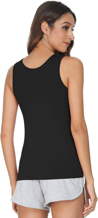 vislivin Elastische Tank Tops für Damen Unterhemden 3/4er Pack S 3er Pack - Schwarz//Weiss/Grau, S 3