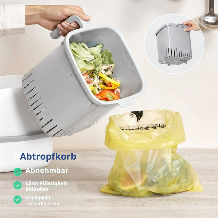 BLUE GINKGO Biomülleimer Küche – Kompostbehälter Küche mit Deckel, Griffen | Spülmaschinenfest | Her