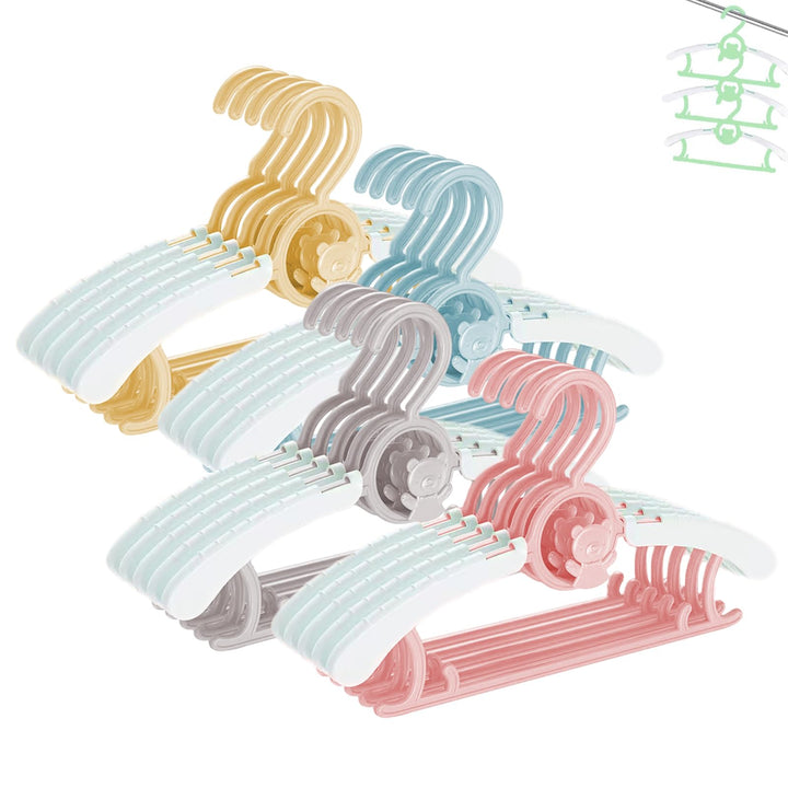 HGYZE Baby Mitwachsende kleiderbügel Kinder, Stapelbare Hanger + Haken + Hosenständer, rutschfest Ba