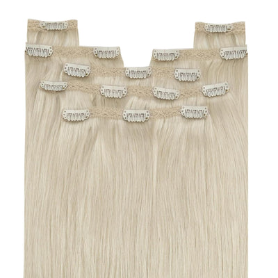 YoungSee Clip in Extensions Platinblond 30 CM Clip in Extensions Echthaar Blond Echthaar Extensions