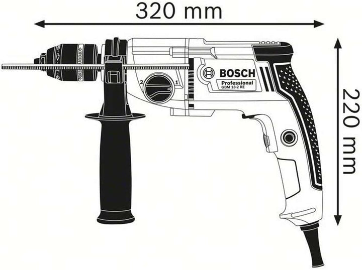 Bosch Professional Bohrmaschine GBM 13-2 RE (inkl. Schnellspannbohrfutter 13mm, Zusatzhandgriff, Tie