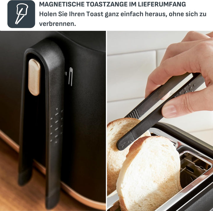 Tefal Toaster mit 2 Schlitzen, inkl. Magnetklammern, grosse Bedienelemente, 7 Bräunungsstufen, herau