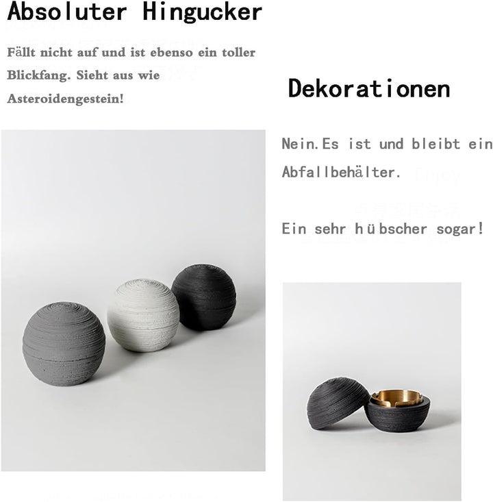 Cutfouwe Beton-Edelstahl Tischmülleimer Mit Deckel – Outdoor-Mülleimer Für Garten & Balkon,Weiss,10c