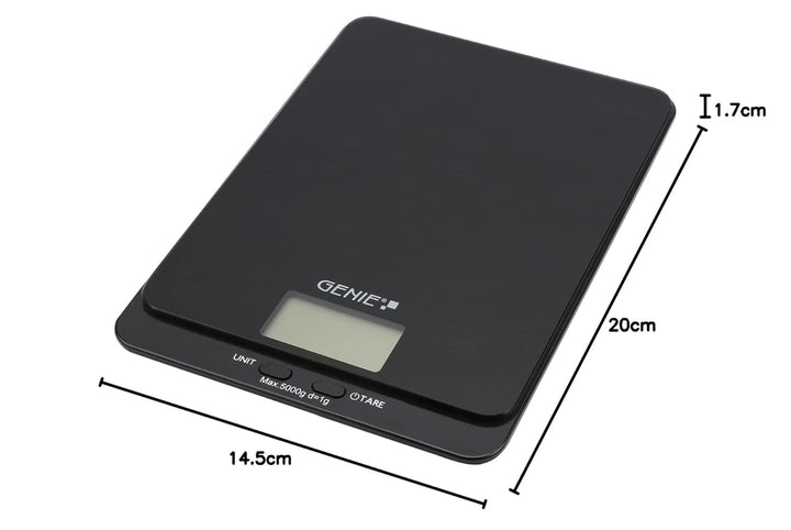 : GENIE Digitale Küchenwaage für Präzises Backen & Kochen - 5kg/1g, TARA-Funktion, LCD-Display, Inkl