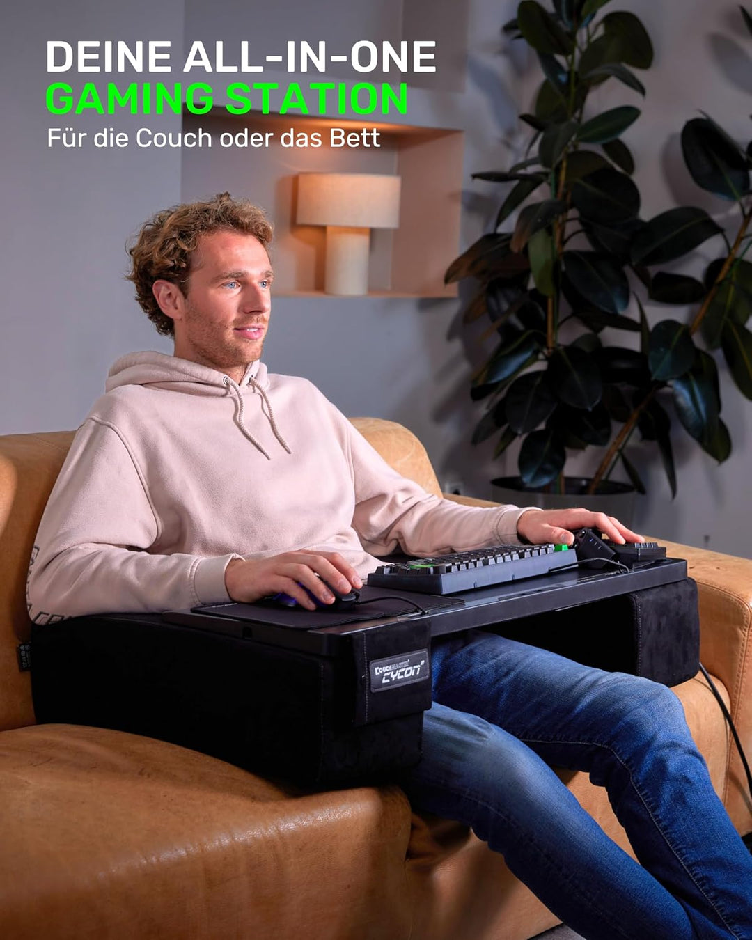 Couchmaster® CYCON² Fusion Grey, Couch Gaming Auflage für Maus & Tastatur (für PC, PS4/5, Xbox One/S