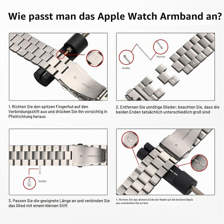 Metall Kompatibel mit Apple Watch Armband 42mm(Series 11 10) 40mm 41mm 38mm, Damen Herren Edelstahl