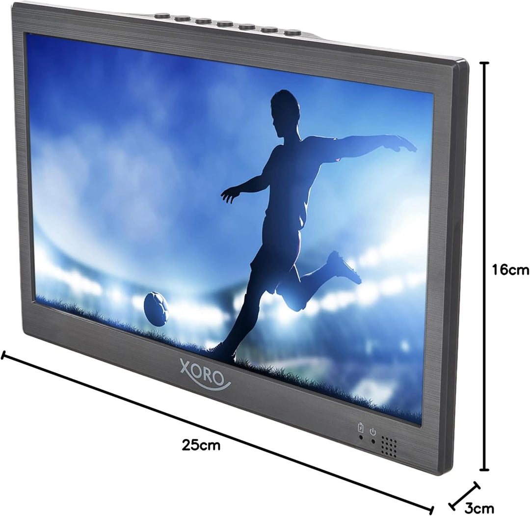 Xoro PTL 1015 V2-10.1 Zoll Tragbarer Fernseher mit DVB-T2 H.265/HEVC Tuner, 3500 mAh Akku, USB 2.0 M