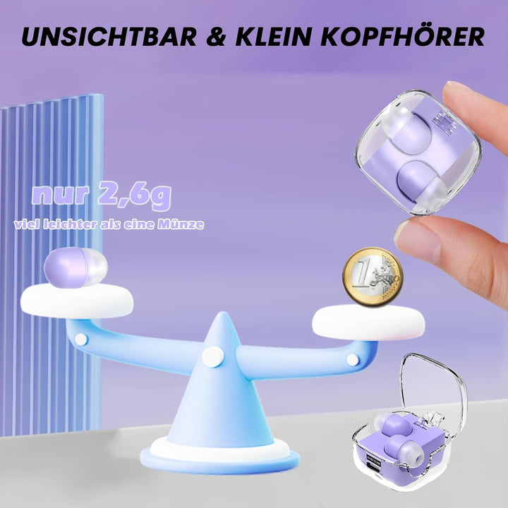 Unsichtbare kleine Schlaf Kopfhörer kabellos Bluetooth im Ohr Wireless in Ear Mini Kopfhörer Sleep E