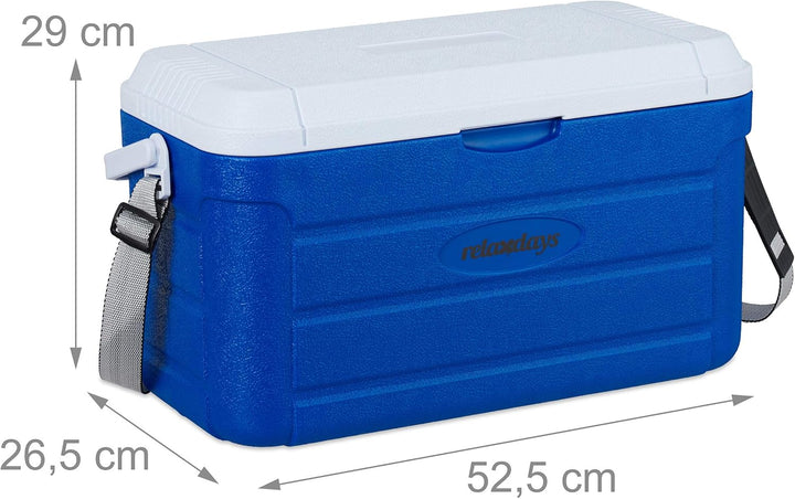 Relaxdays Kühlbox 20 l, Kühlkiste für unterwegs, Tragegurt & Griff, ohne Strom, Isolierbox, 29 x 52,