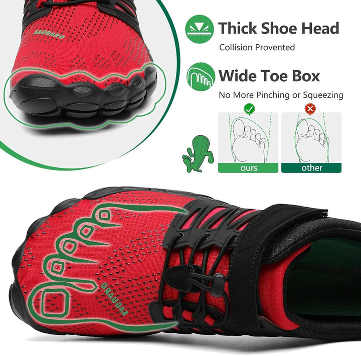 SAGUARO Unisex Barfussschuhe Outdoor Barfussschuhe rutschfest Fitnessschuhe Gr.36-48 38 EU Karminrot