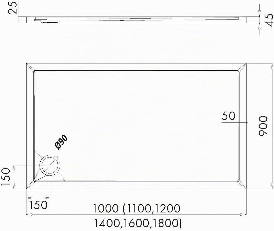 AQUABAD Duschwanne/Duschtasse Villa mit LeakProtect Technologie Smooth White 90x120cm Rechteck 90 x