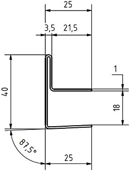 Edelstahl Glasdach-Regenrinne 18mm für ESG-Glas 18mm oder VSG Glas 17,76 mm, 1.4301 aussen Schliff K