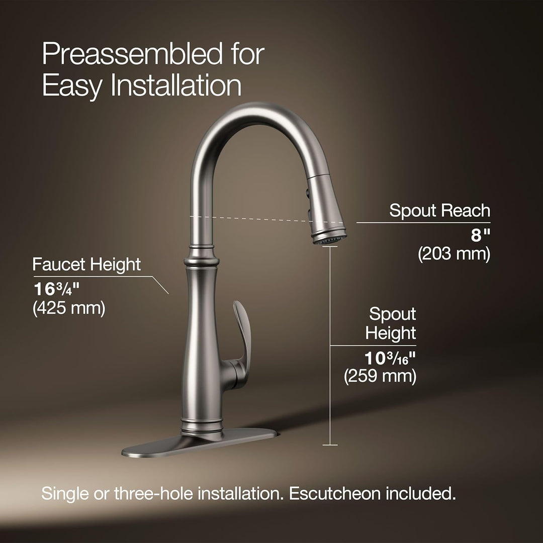 Kohler K-560-VS BELLERA Küchenarmatur, Leuchtendes Edelstahl, 375
