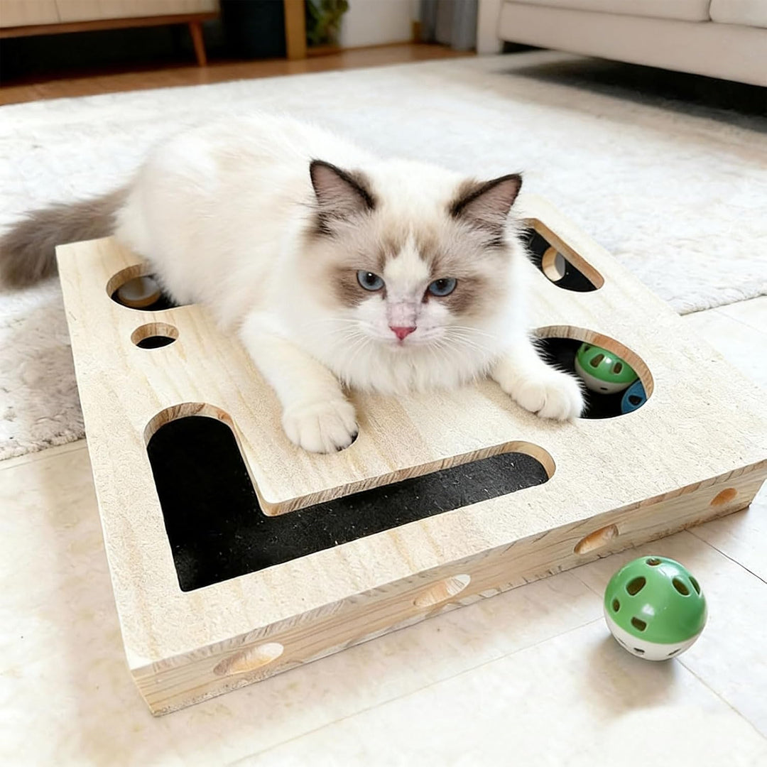 Beschäftigungsbox Krallenfeile Katzen - 30X25X8CM Katzen Kratzbrett, Enrichment für Katzen, Kratzspi