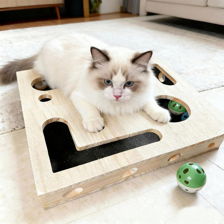Beschäftigungsbox Krallenfeile Katzen - 30X25X8CM Katzen Kratzbrett, Enrichment für Katzen, Kratzspi