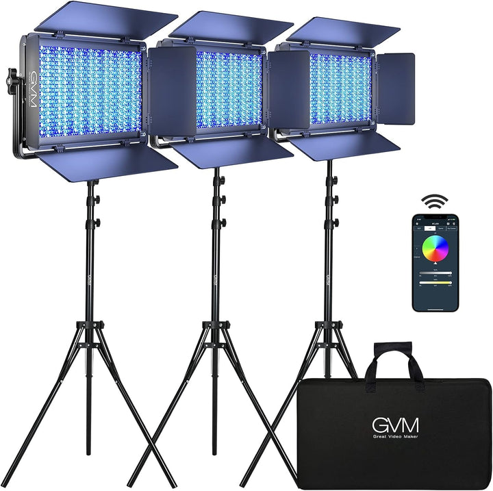 GVM RGB LED Videoleuchte LED, 75W LED Video Beleuchtung mit 8 Lichtszenen, LED Studiolicht Fotografi